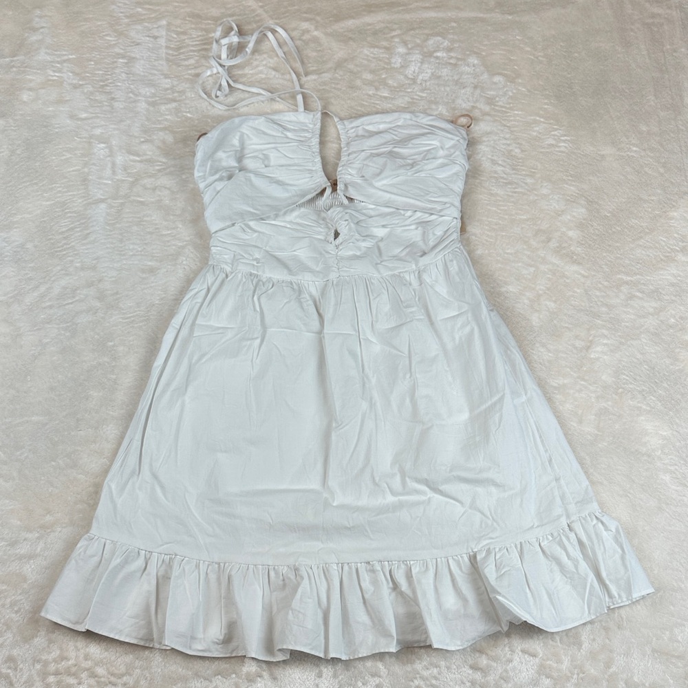 Bailey 44 Zahara Dress White Halter Ruffle Mini NWT Size S $238 MSRP